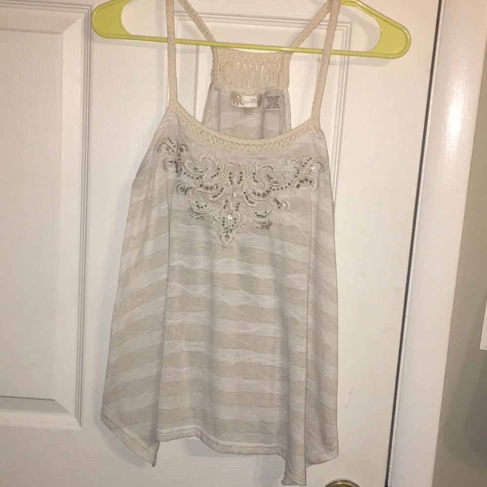Miss Me Cream Beaded Tank